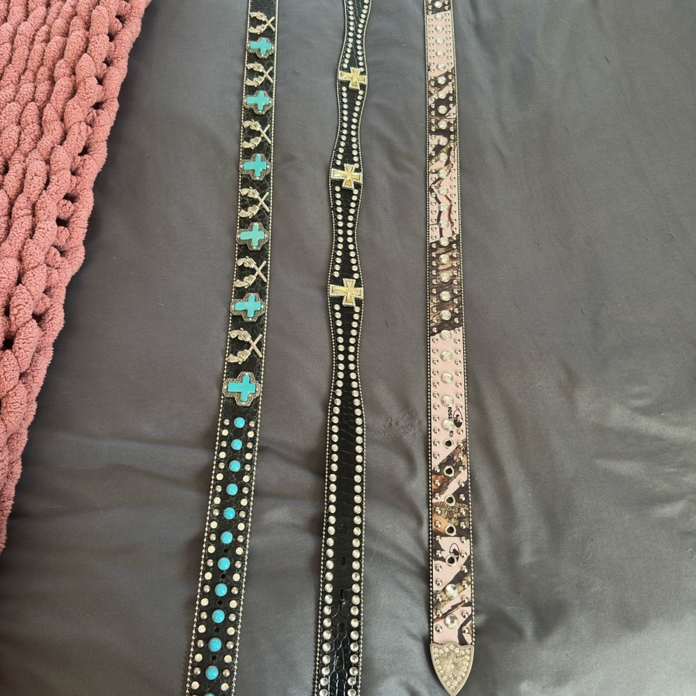 Blazin Roxx Black, Pink, and Turquoise Belts